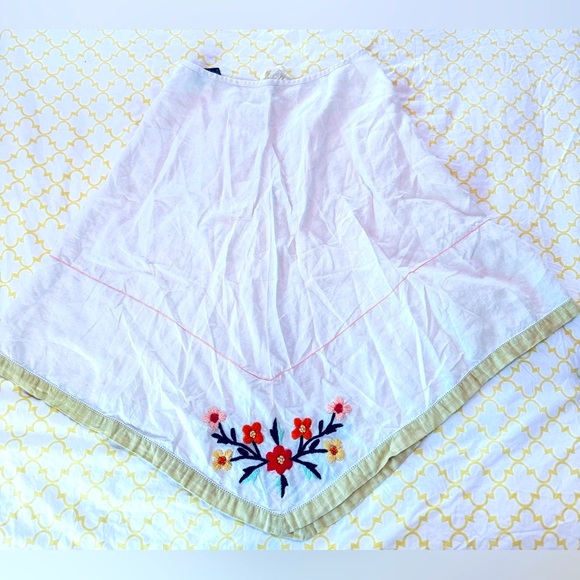 DKNY-skirt 100% linen, flower embroidered boho apron - Picture 5 of 7